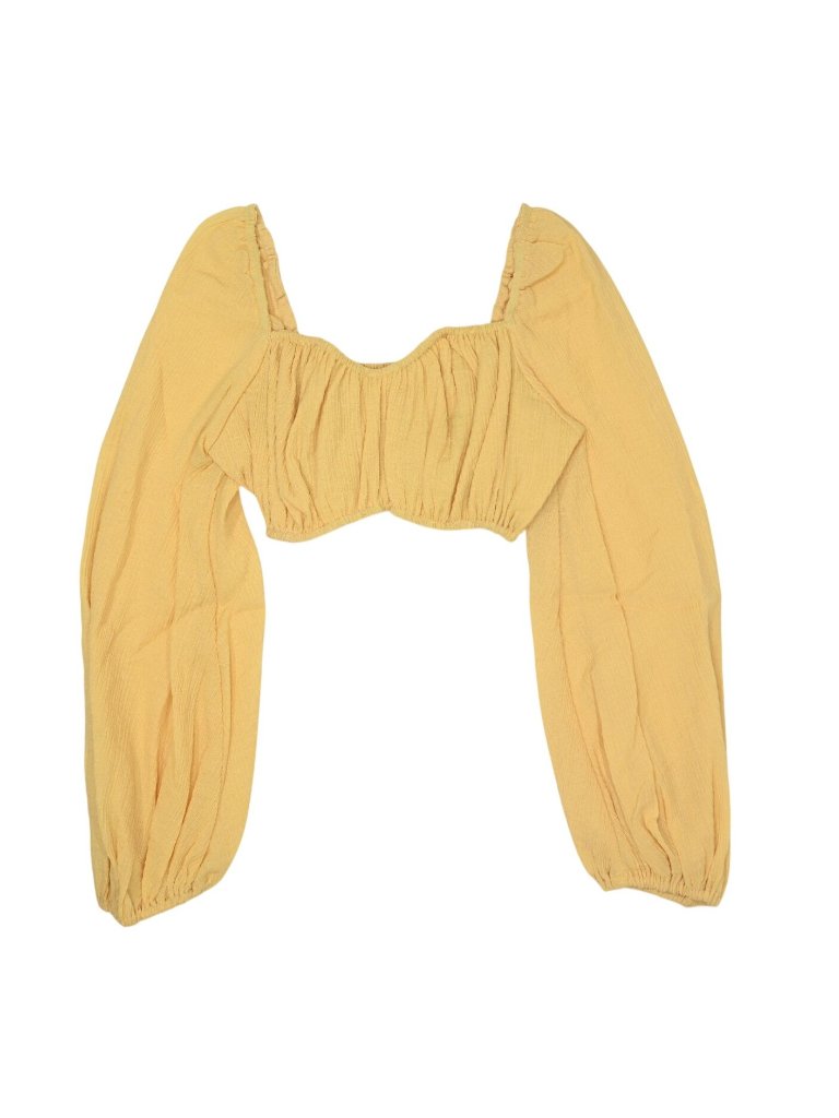 Cult Gaia Clara Cropped Crinkled Cotton-Blend Top In Lemonade